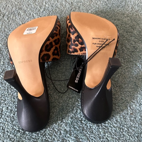 Express Square Toe Haircalf Heeled Sandals - Picture 7 of 9